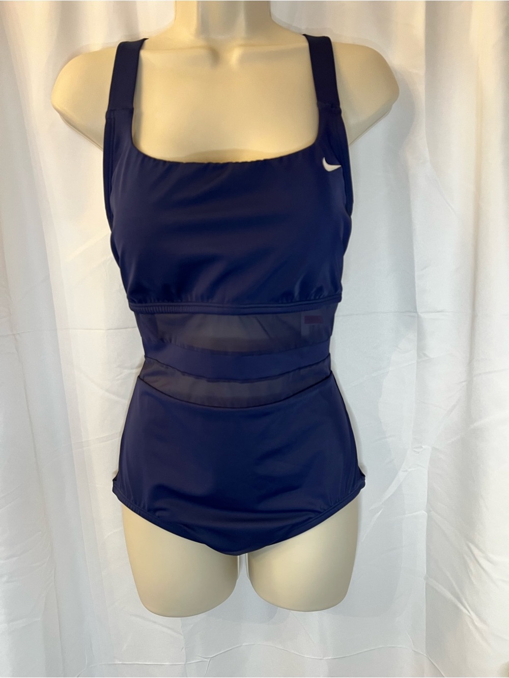 Nike Women's Navy Blue One-Piece Swimsuit with Mesh Waist - Picture 4 of 15